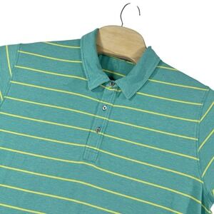 Tasc Performance Mens XL Green Striped Polo Shirt Bamboo Organic Cotton  *Flaw‎